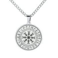 thumbnail image 1 of Dasbsug Nordic Vegvisir Compass Norse Runes Viking Jewelry Runic Amulet- and Talisman- Stainless Steel Pendant Necklace for Men, 1 of 13