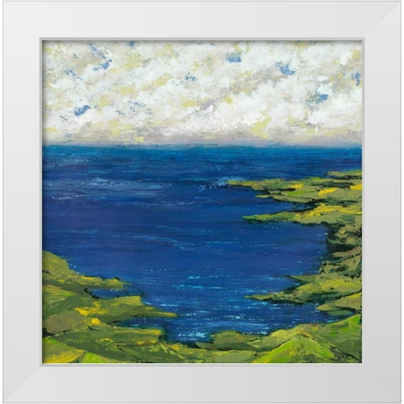 Dascher, Dennis 15x15 White Modern Wood Framed Museum Art Print Titled - Helix Beach Blue 2