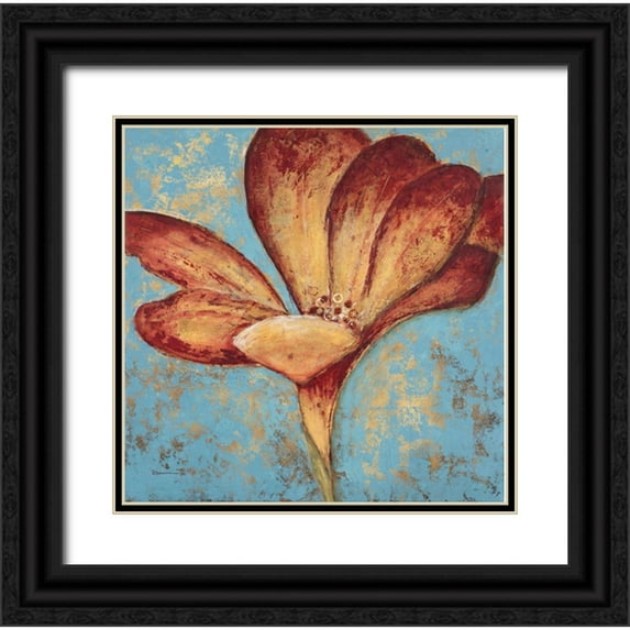 Dascher, Dennis 26x26 Black Ornate Wood Framed with Double Matting Museum Art Print Titled - Contemporary Floral 1