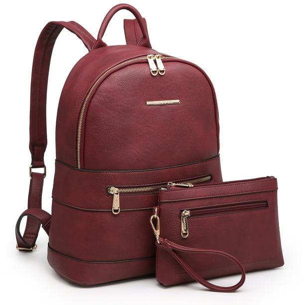 Dasein Faux Leather Backpack with Matching wristlet
