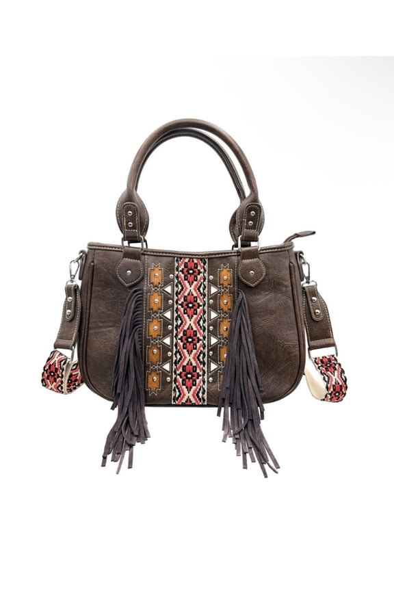Fringe Studded Hobo Bag