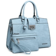Dasein Handbags for Women Purses Monogram Satchel Purse Large Tote Ladies Handbag Shoulder Bags Top Handle Work Bag 2pcs Set