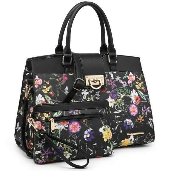 Dasein Handbags for Women Purses Monogram Satchel Purse Large Tote Ladies Handbag Shoulder Bags Top Handle Work Bag 2pcs Set