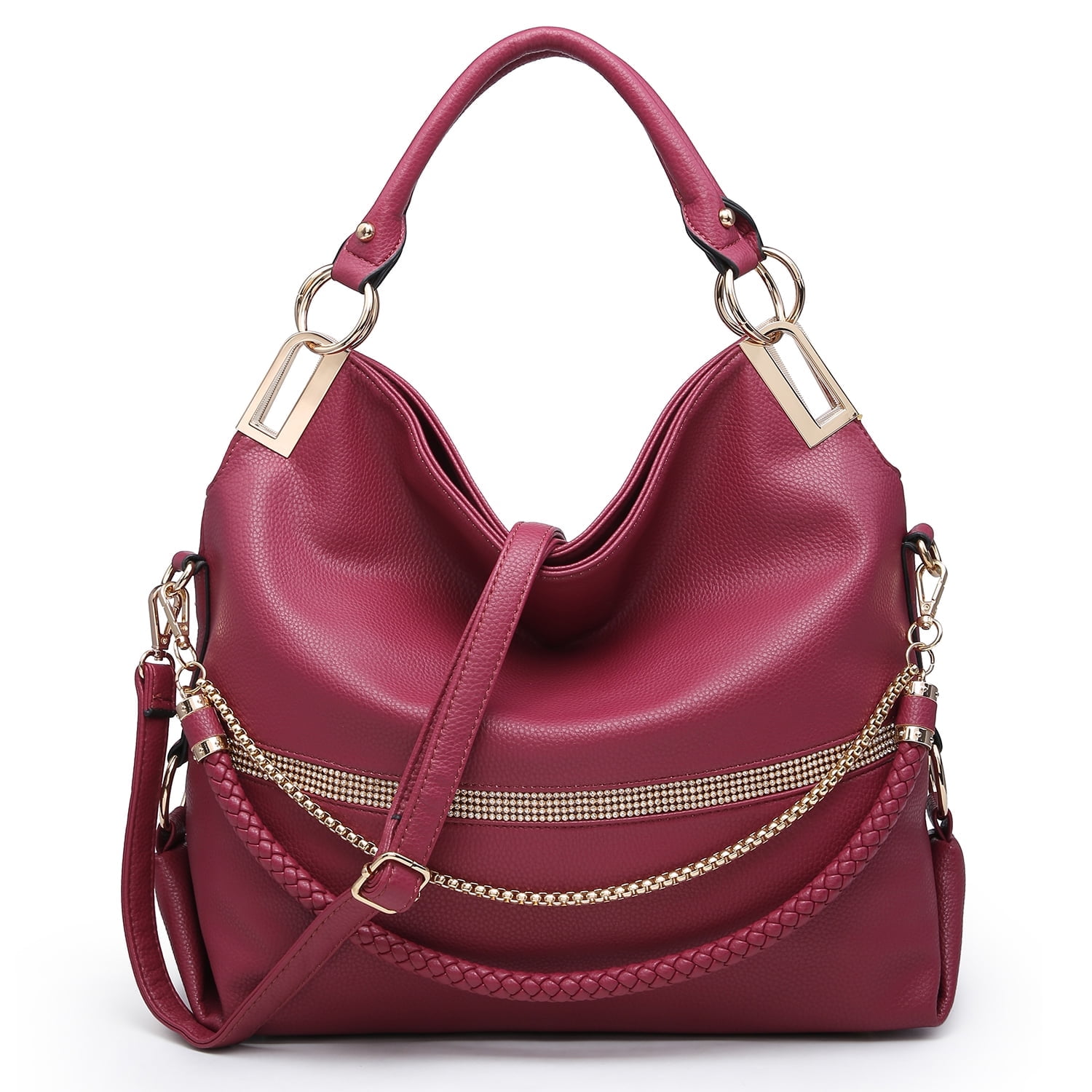 Dasein Hobo Bags for Women Soft Faux Leather Purses and Handbags Large Hobo Purse Shoulder Bag with Rhinestones