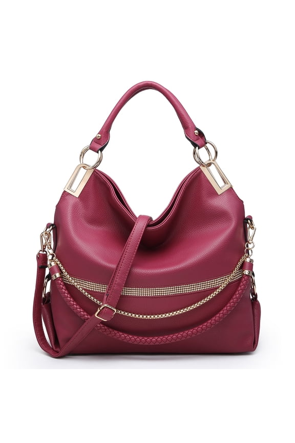 Hobo Bags for Women Soft Faux Leather Purses and Handbags Large Hobo Purse Shoulder Bag with Rhinestones