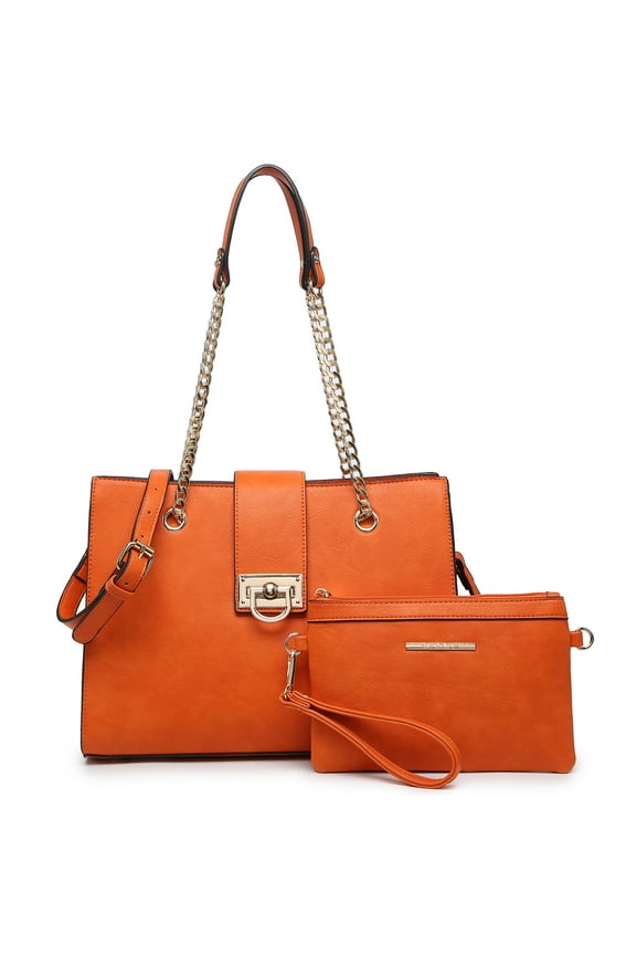 Hobo Handbag Vegan Leather Tote Chain Shoulder Purse for Women Satchel Bag With Matching Clutch