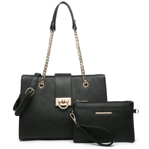 Dasein Hobo Handbag Vegan Leather Tote Chain Shoulder Purse for Women Satchel Bag With Matching Clutch