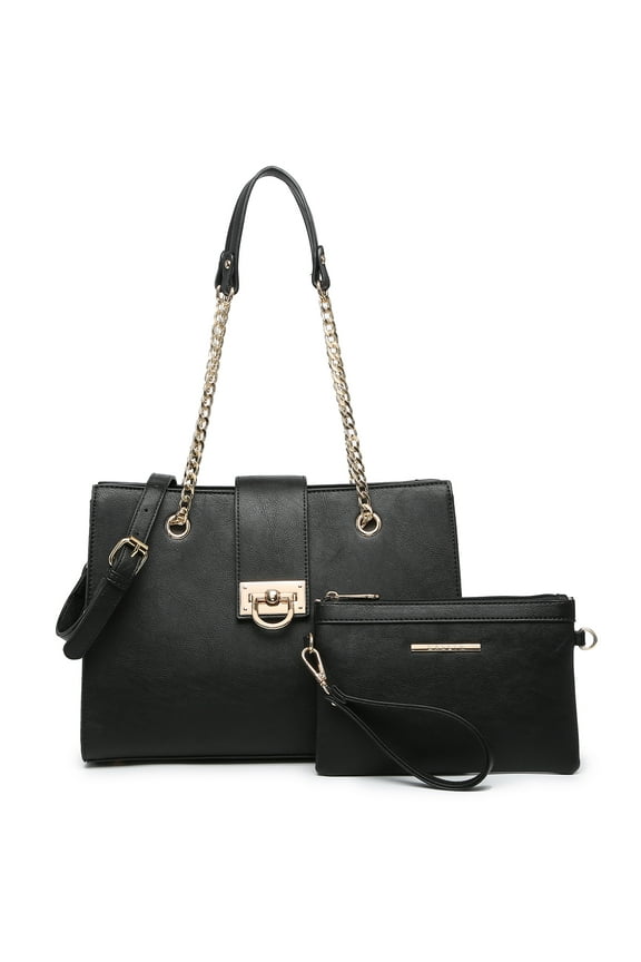 Hobo Handbag Vegan Leather Tote Chain Shoulder Purse for Women Satchel Bag With Matching Clutch