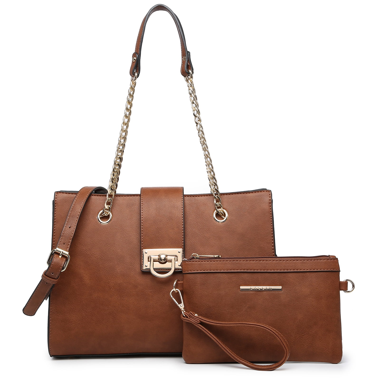 Dasein Hobo Handbag Vegan Leather Tote Chain Shoulder Purse for Women Satchel Bag With Matching Clutch