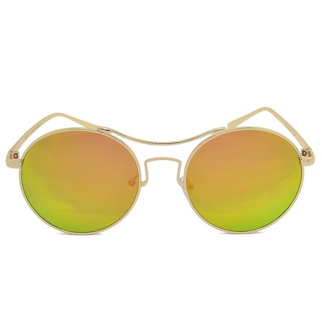 Dasein Retro Round UV400 Double Bridge Polarized Sunglasses