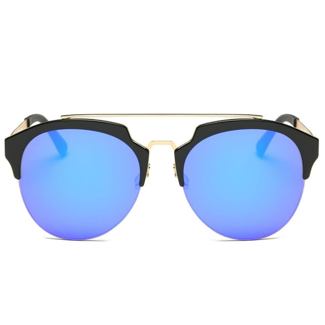 Dasein Semi Rimless Polarized Sunglasses Women Men Retro Sunglasses