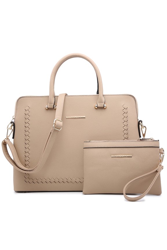 Women Handbags 2 Pcs Satchel Purse Top Handle Briefcase Work Bag for 14 in Laptop
