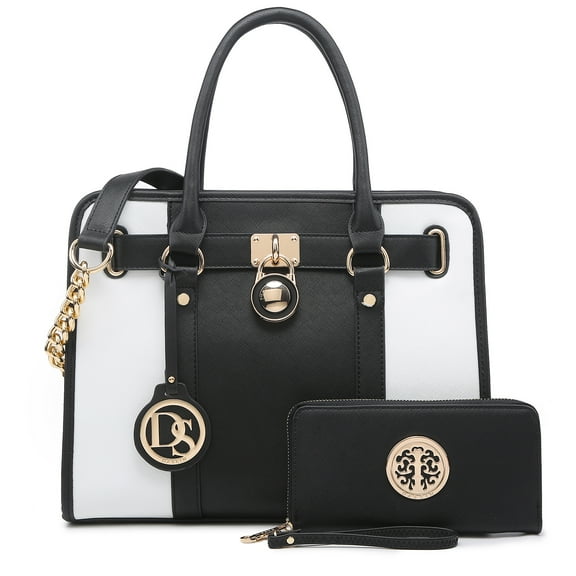 Dasein Women Handbags Purses Two Tone Satchel Bags Top Handle Shoulder Bags Work Tote with Matching Wallet
