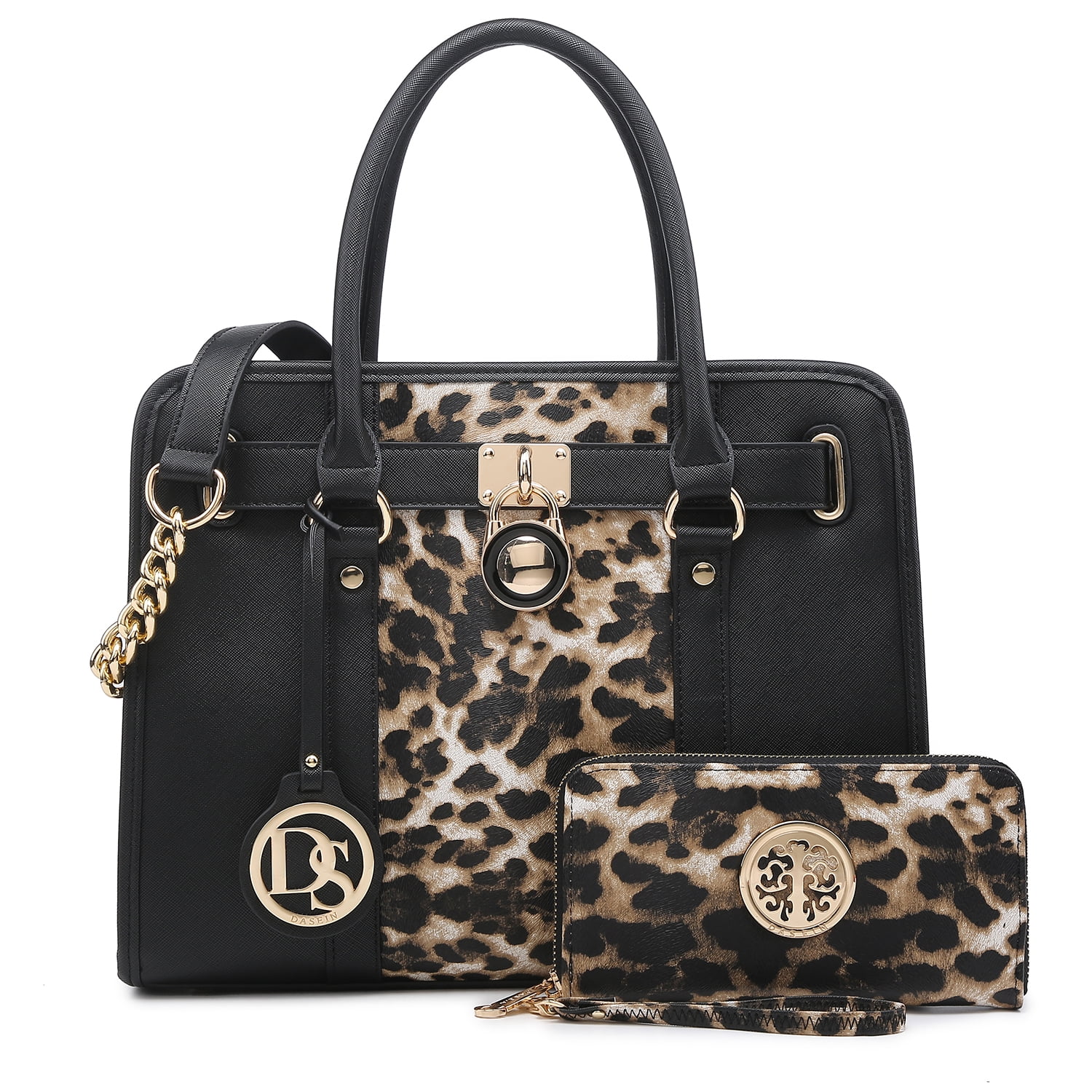 Dasein Women Handbags Purses Two Tone Satchel Bags Top Handle Shoulder Bags Work Tote with Matching Wallet