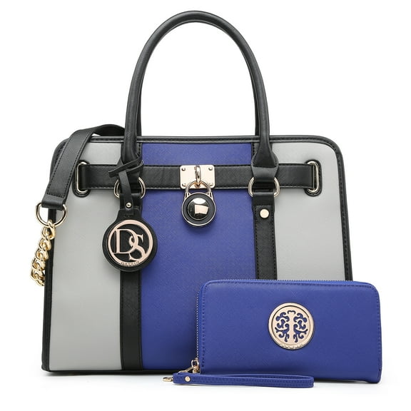 Dasein Women Handbags Purses Two Tone Satchel Bags Top Handle Shoulder Bags Work Tote with Matching Wallet