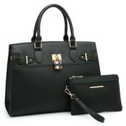 Women Handbags and Purses Ladies Shoulder Bag Top Handle Satchel Tote Work Bag with Matching Clutch