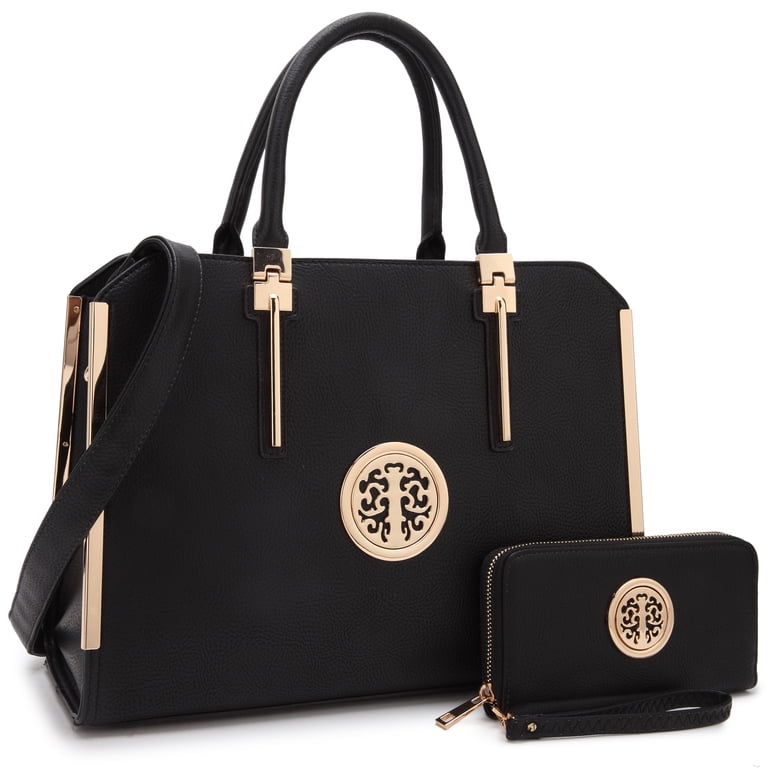 Dasein Women Large Vegan Leather Handbag, Shoulder Tote with 