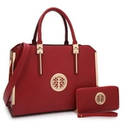 DASEIN Women Large Handbag Purse Vegan Leather Satchel Work Bag Shoulder Tote with Matching Wallet