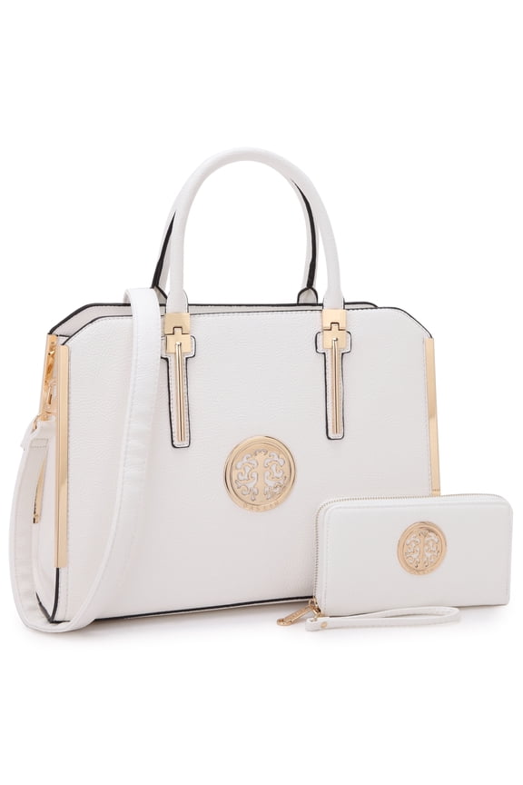 Women Large Handbag Purse Vegan Leather Satchel Work Bag Shoulder Tote with Matching Wallet