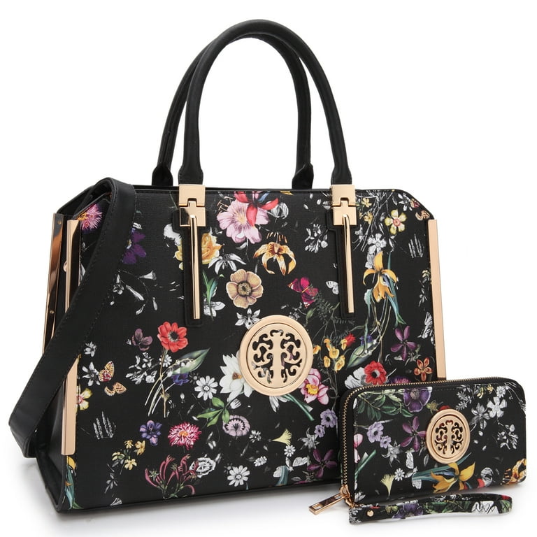 Dasein Women Large Handbag Purse Vegan Leather Satchel Work Bag Shoulder Tote with Matching Wallet Walmart