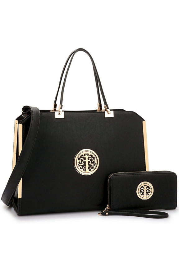 Women Large Satchel Handbag Shoulder Purse top Handle Work Bag Tote with Matching Wallet