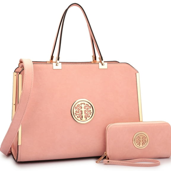 Dasein Women Large Satchel Handbag Shoulder Purse top Handle Work Bag Tote with Matching Wallet