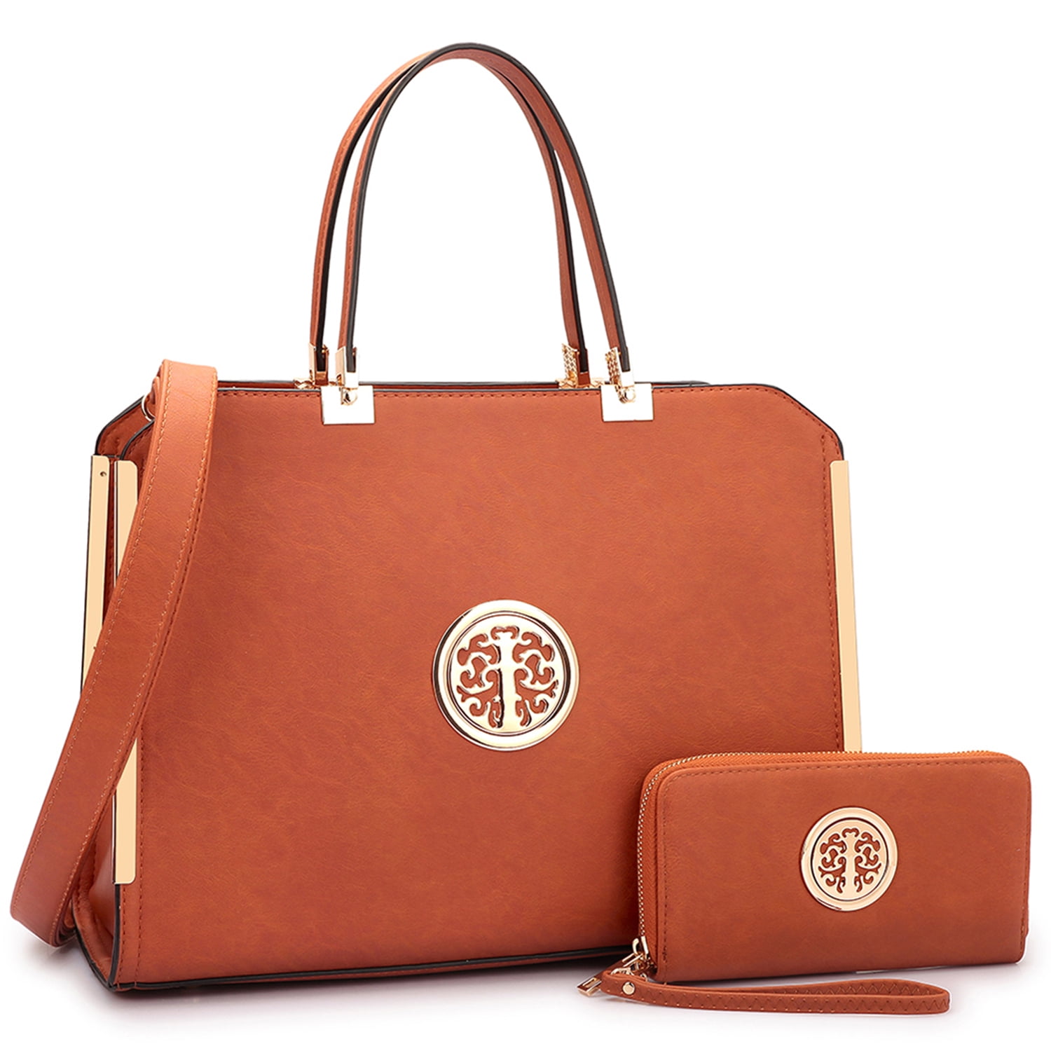 Dasein Women Large Satchel Handbag Shoulder Purse top Handle Work Bag Tote with Matching Wallet