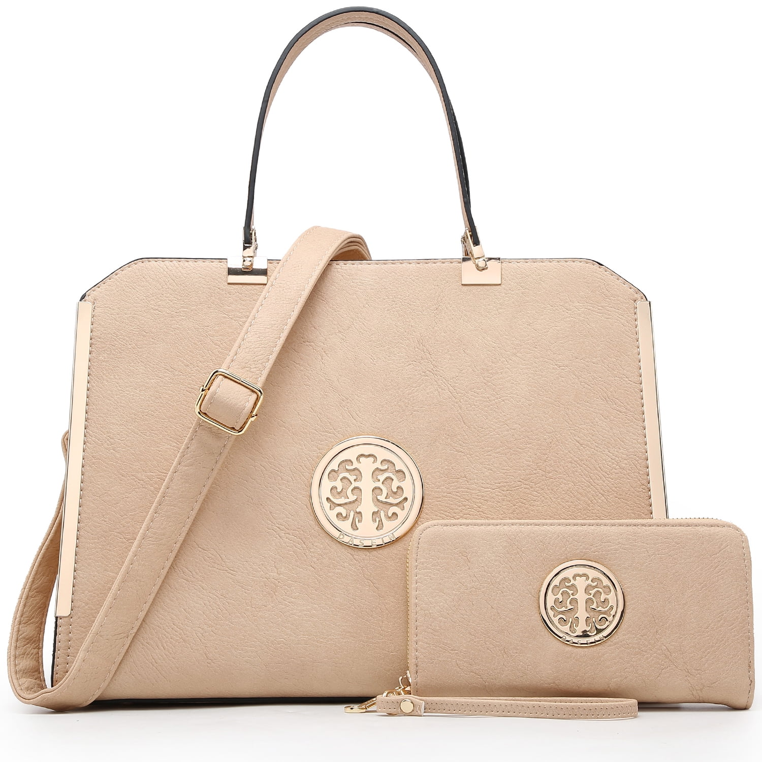 Dasein Women Large Satchel Handbag Shoulder Purse top Handle Work Bag Tote with Matching Wallet