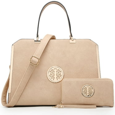 Dasein Women Large Satchel Handbag Shoulder Purse top Handle Work Bag Tote with Matching Wallet