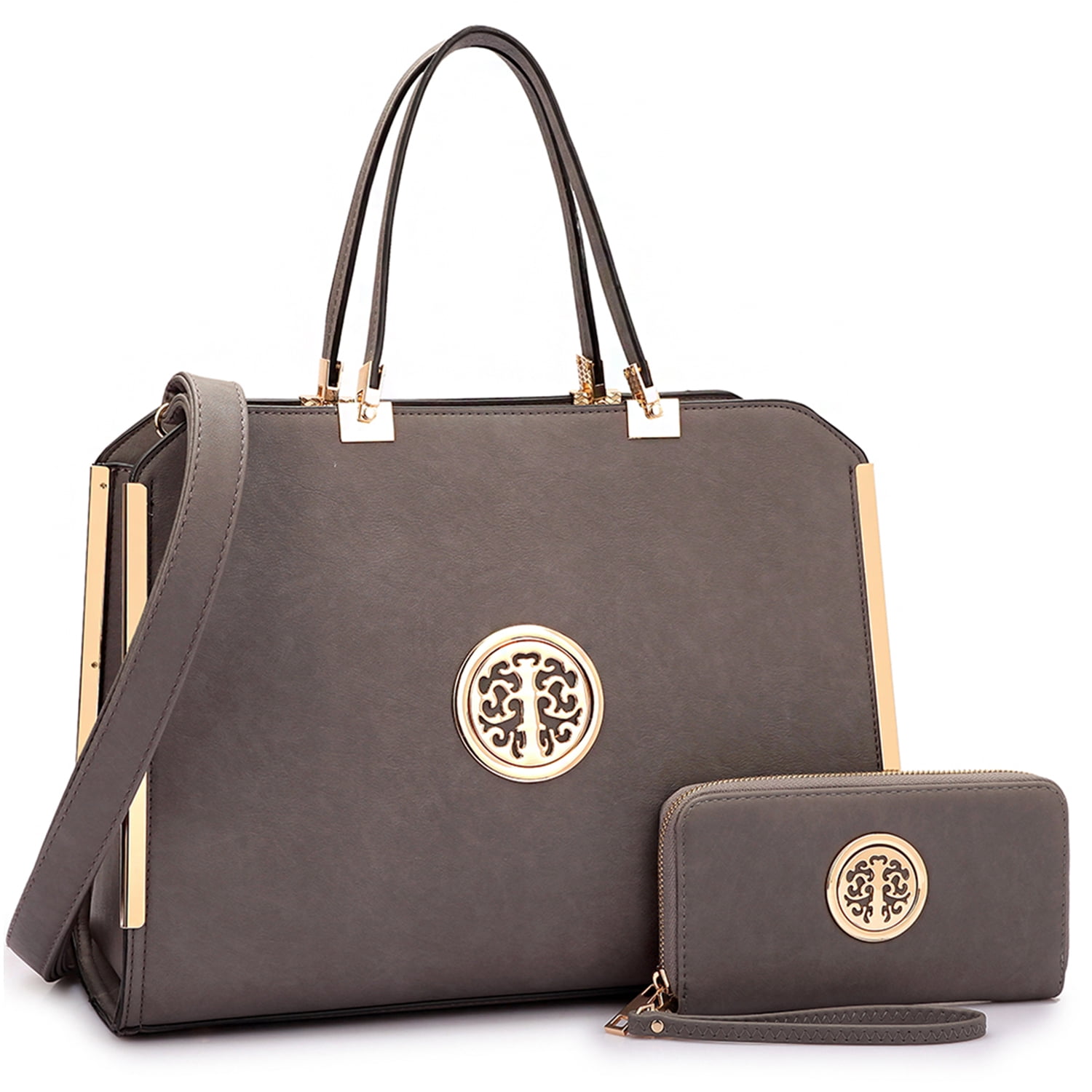 Dasein Women Large Satchel Handbag Shoulder Purse top Handle Work Bag Tote with Matching Wallet