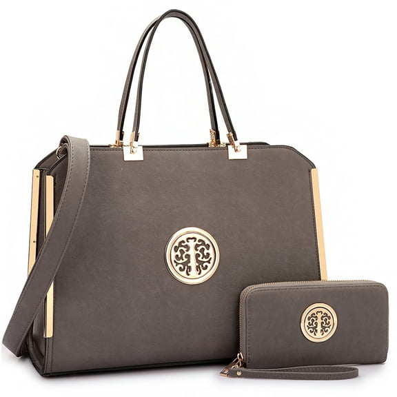 Dasein Women Large Satchel Handbag Shoulder Purse top Handle Work Bag Tote with Matching Wallet