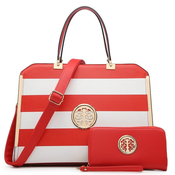 Dasein Women Large Satchel Handbag Shoulder Purse top Handle Work Bag Tote with Matching Wallet