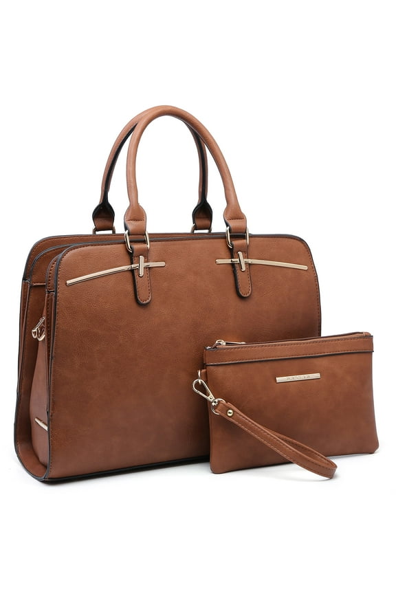 Women Satchel Handbags Shoulder Purses Totes Top Handle Work Bags with 3 Compartments