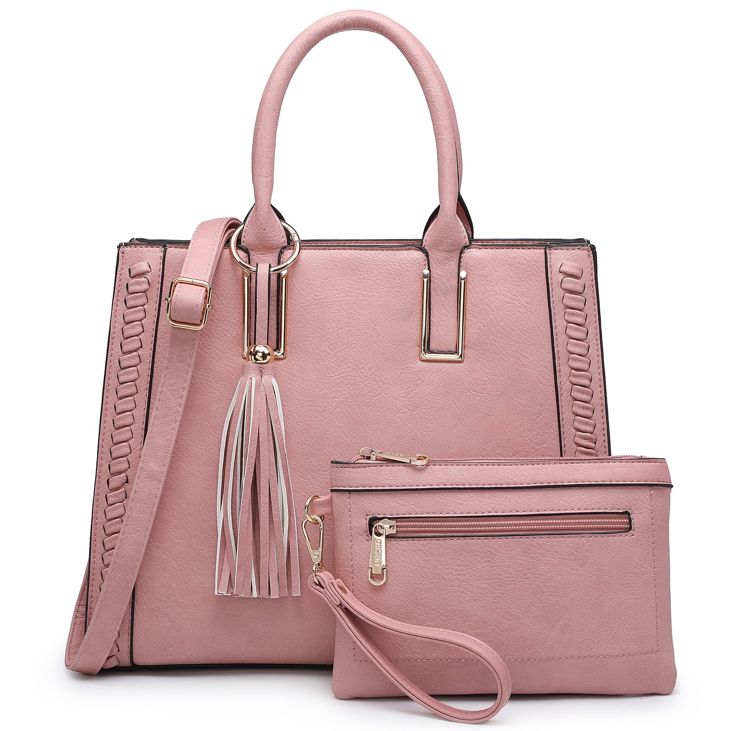 Dasein Women Satchel Handbags Vegan Leather Purses Tassel Shoulder Bags Work Tote for Ladies with Long Strap