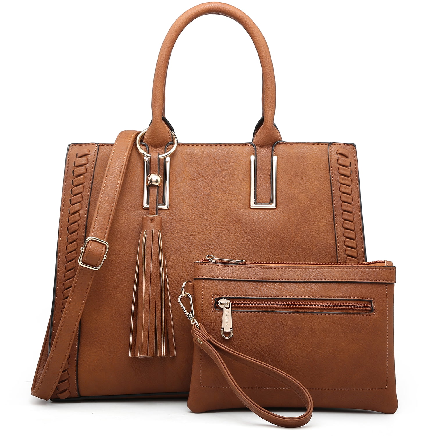 Dasein Women Satchel Handbags Vegan Leather Purses Tassel Shoulder Bags Work Tote for Ladies with Long Strap