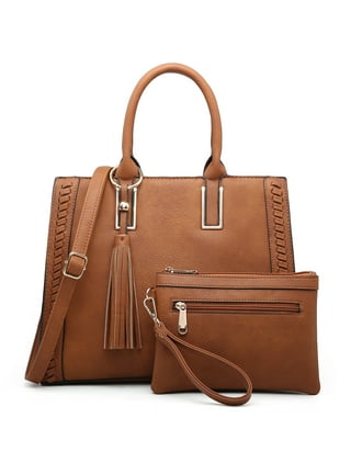 Women Tote Bag Tassels Leather Shoulder Handbags Fashion Ladies Purses  Satchel Messenger Bags - Brown