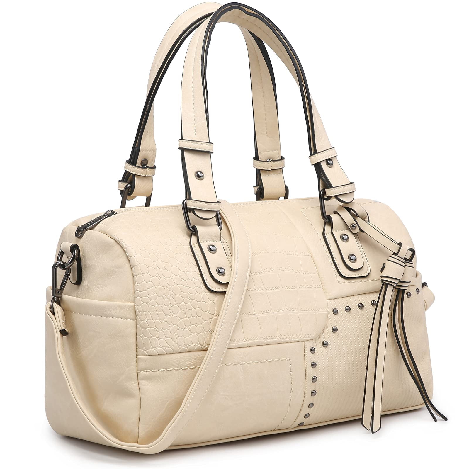 Dasein Women Soft Vegan Leather Barrel Bags Large Top Handle Totes Satchel Handbags Shoulder Purse