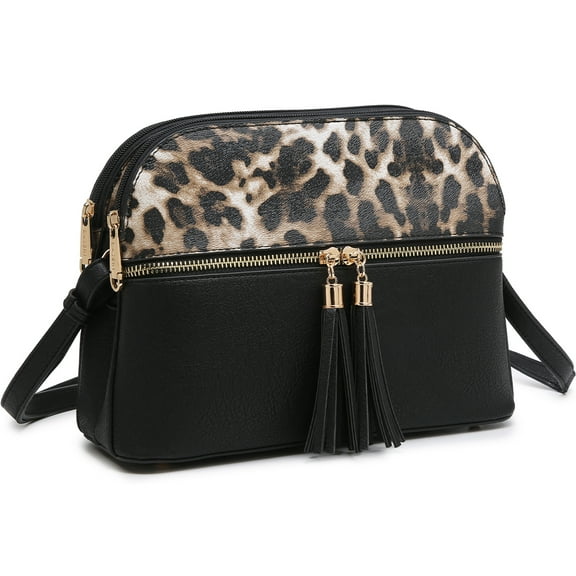 Dasein Women Tassel Zipper Pocket Crossbody Bag Shoulder Purse Fashion Travel Bag with Multi Pockets