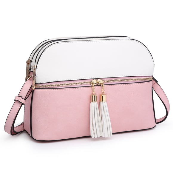 Dasein Women Tassel Zipper Pocket Crossbody Bag Shoulder Purse Fashion Travel Bag with Multi Pockets