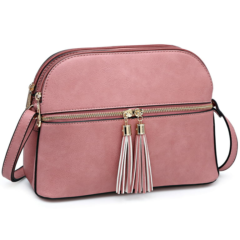 Dasein Women Tassel Zipper Pocket Crossbody Bag Shoulder Purse Fashion Travel  Bag with Multi Pockets 