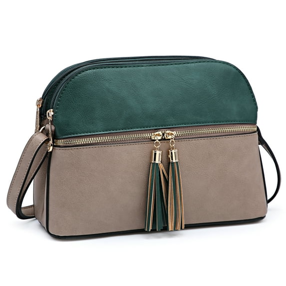 Dasein Women Tassel Zipper Pocket Crossbody Bag Shoulder Purse Fashion Travel Bag with Multi Pockets