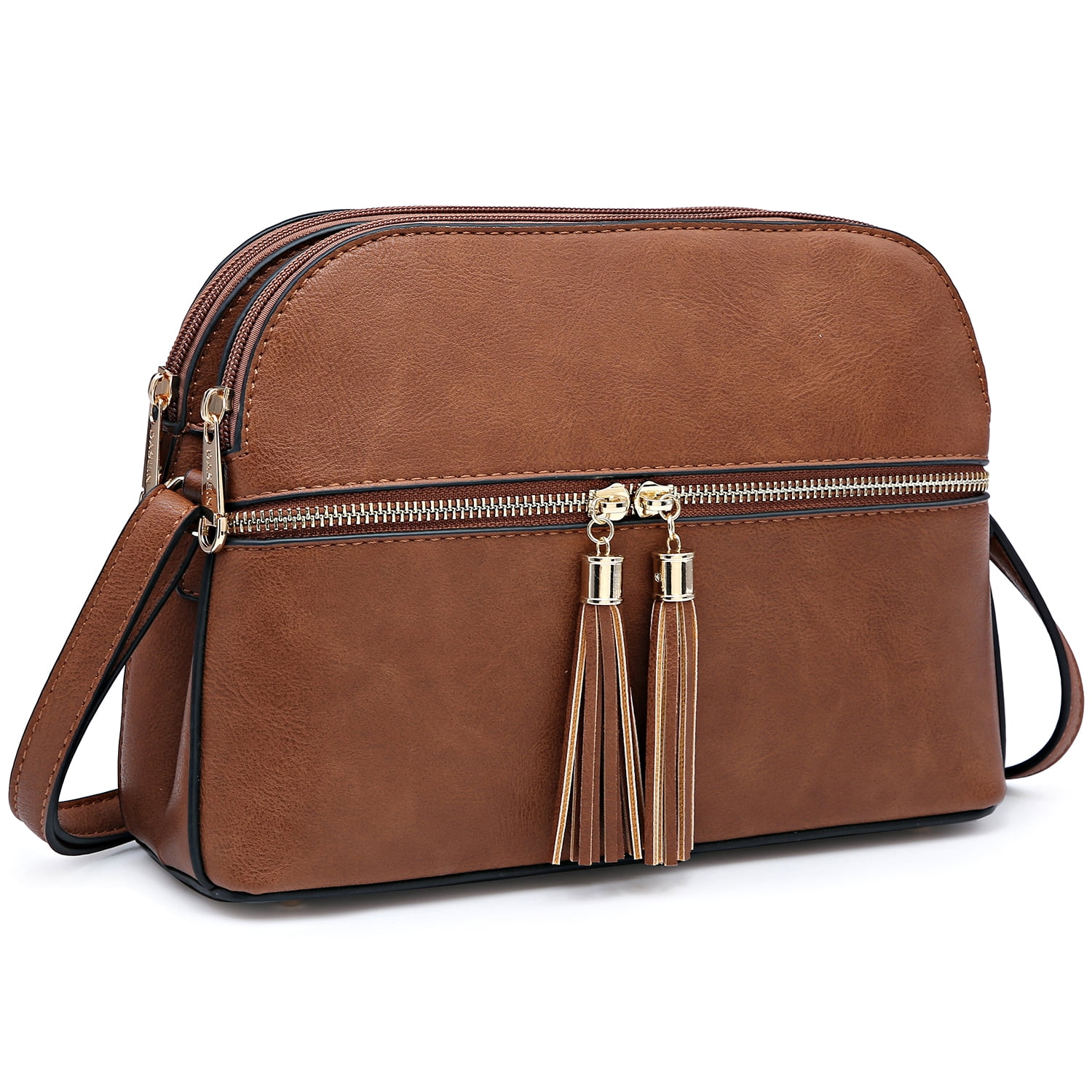 Dasein Women Tassel Zipper Pocket Crossbody Bag Shoulder Purse Fashion Travel Bag with Multi Pockets