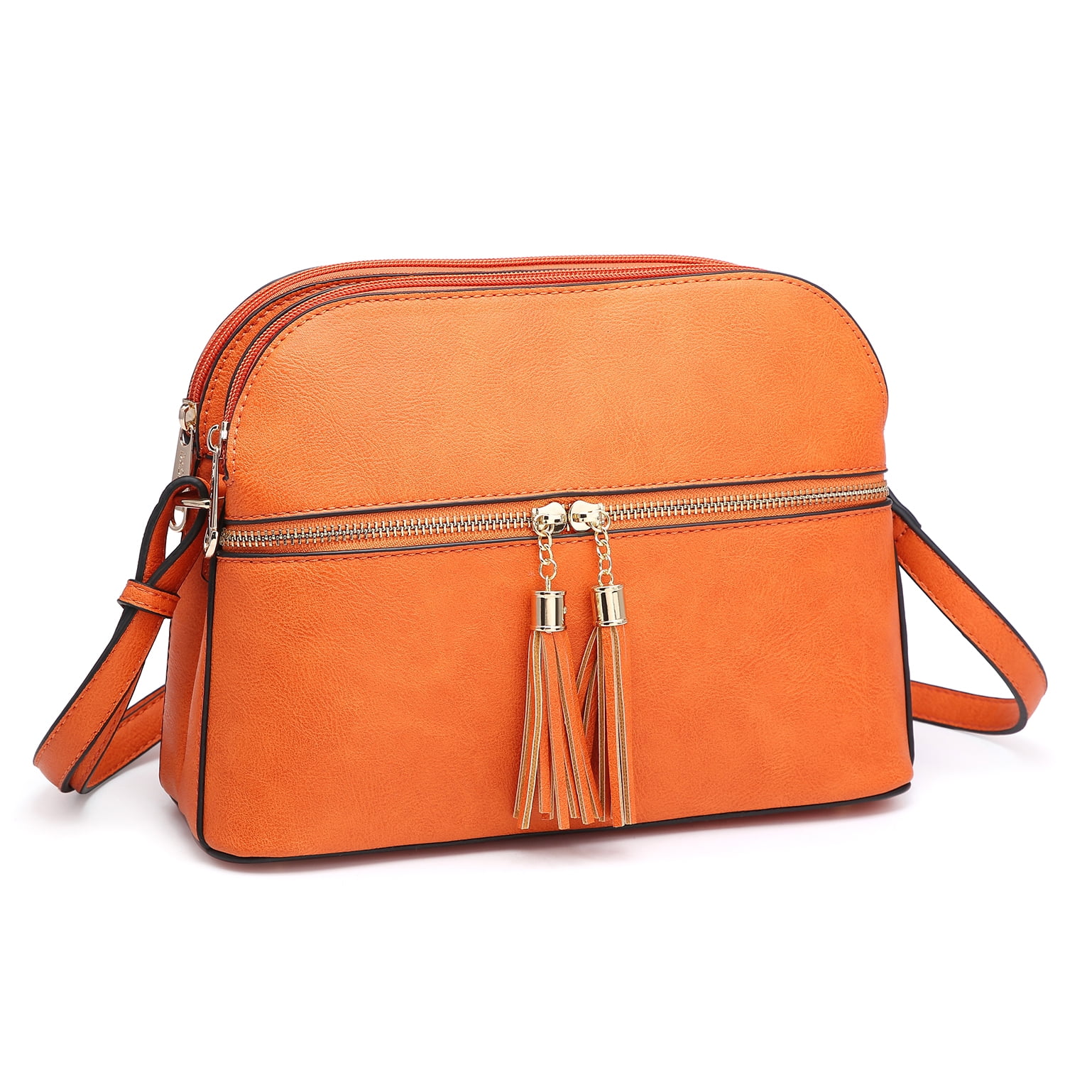 Dasein Women Tassel Zipper Pocket Crossbody Bag Shoulder Purse Fashion Travel Bag with Multi Pockets