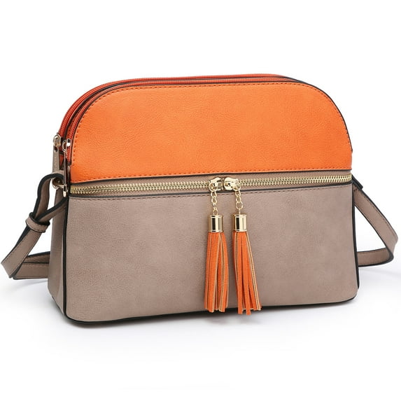 Dasein Women Tassel Zipper Pocket Crossbody Bag Shoulder Purse Fashion Travel Bag with Multi Pockets