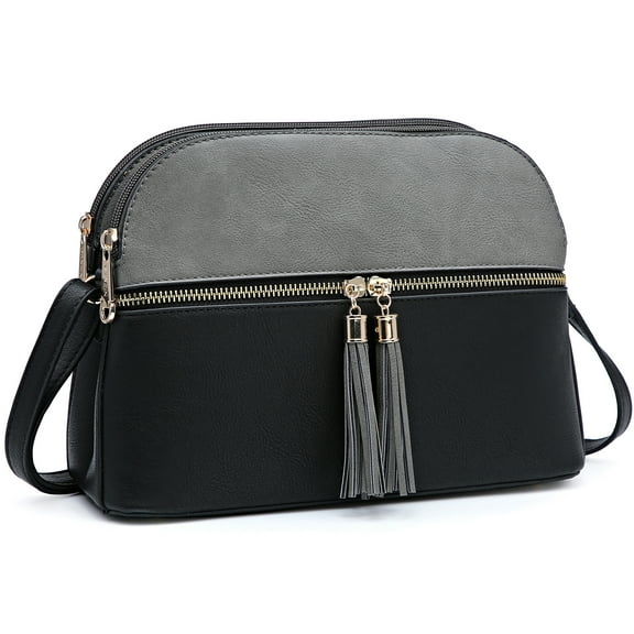 Dasein Women Tassel Zipper Pocket Crossbody Bag Shoulder Purse Fashion Travel Bag with Multi Pockets