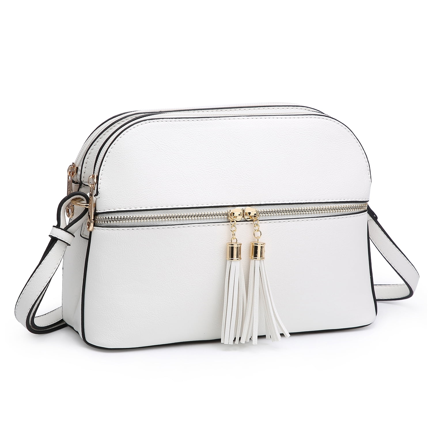 Dasein Women Tassel Zipper Pocket Crossbody Bag Shoulder Purse Fashion Travel Bag with Multi Pockets