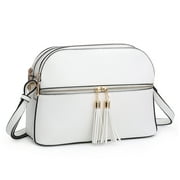Women Tassel Zipper Pocket Crossbody Bag Shoulder Purse Fashion Travel Bag with Multi Pockets