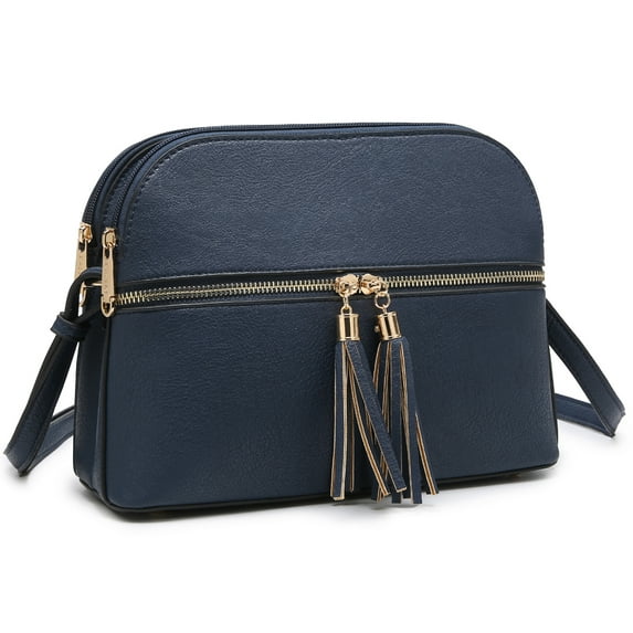 Dasein Women Tassel Zipper Pocket Crossbody Bag Shoulder Purse Fashion Travel Bag with Multi Pockets