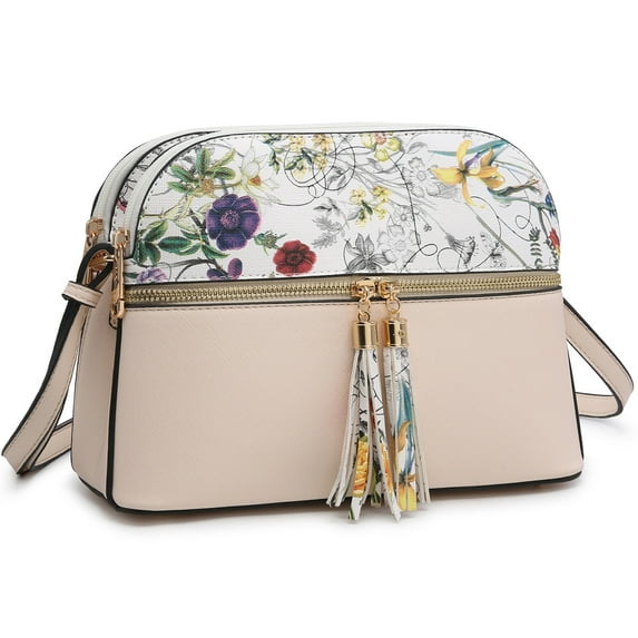 Dasein Women Tassel Zipper Pocket Crossbody Bag Shoulder Purse Fashion Travel Bag with Multi Pockets