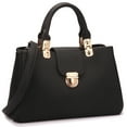 thumbnail image 1 of Dasein Women's PU Leather Solid Print Zipper Tote Shoulder Bag, Black, 1 of 7